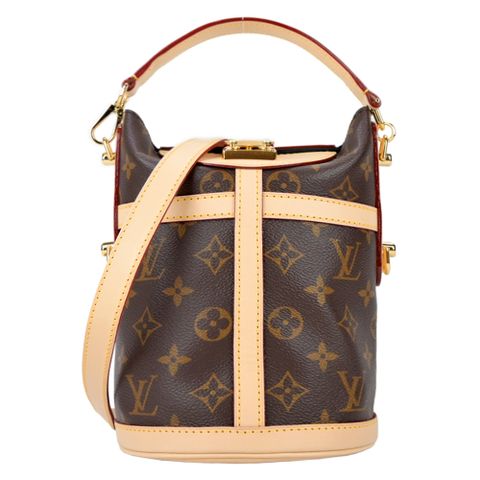 Louis Vuitton Duffle 帆布印花S鎖扣牛皮鑲飾手提肩背水桶包(卡其棕)
