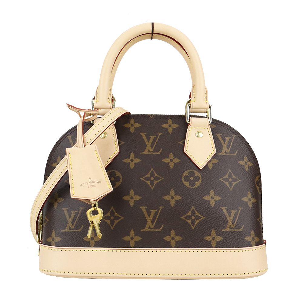 Louis Vuitton 路易威登 Louis Vuitton SAC ALMA BB 經典LOGO貝殼兩用包(咖)