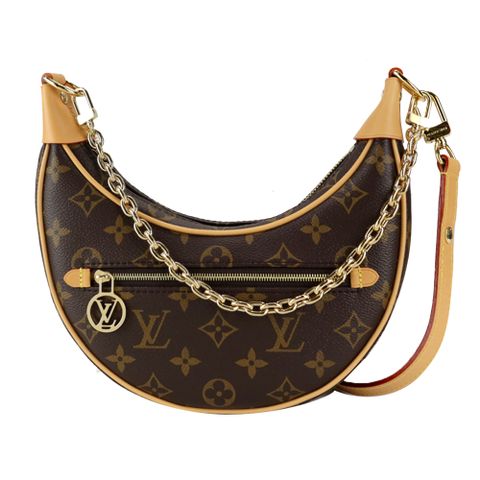 Louis Vuitton 新款LOOP鏈帶帆布半月/肩背包(卡其)