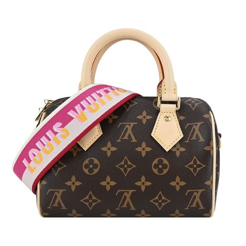 Louis Vuitton 經典SPEEDY BANDOULIERE 20帆布手提/斜背波士頓包(桃紅色)