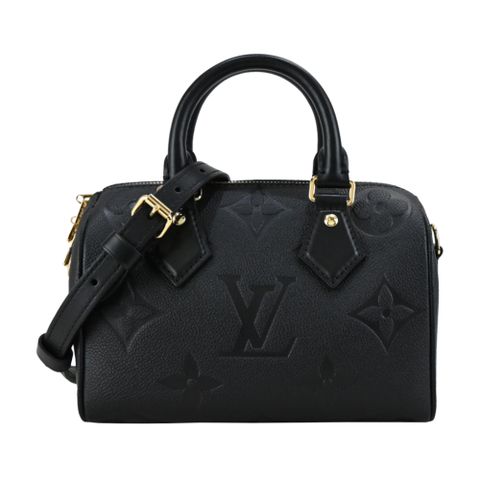 Louis Vuitton LV 路易威登 Louis Vuitton 經典Speedy Bandouliere 20牛皮壓紋手提/斜背波士頓包(黑色)