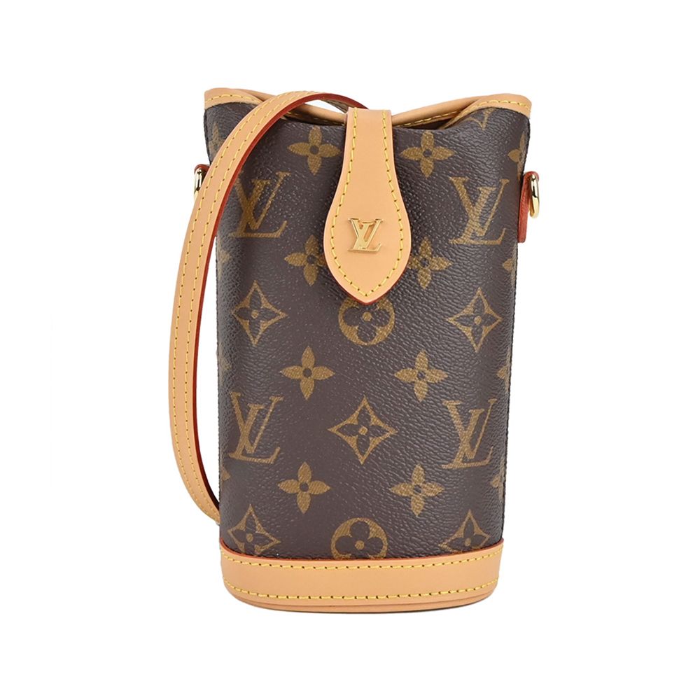 Louis Vuitton 路易威登 Louis Vuitton 經典Monogram Fold Me 帆布斜背/圓筒包(迷你/卡其)