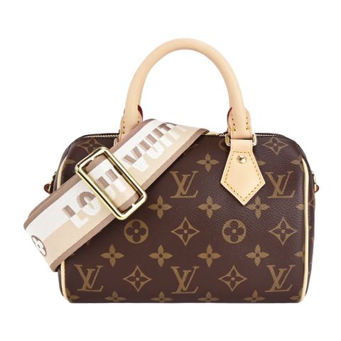 Louis Vuitton 經典Speedy Bandouliere20帆布手提/斜背波士頓包(米色)