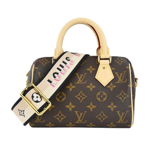 Louis Vuitton 經典Speedy Bandouliere20帆布手提/斜背波士頓包(黑色)