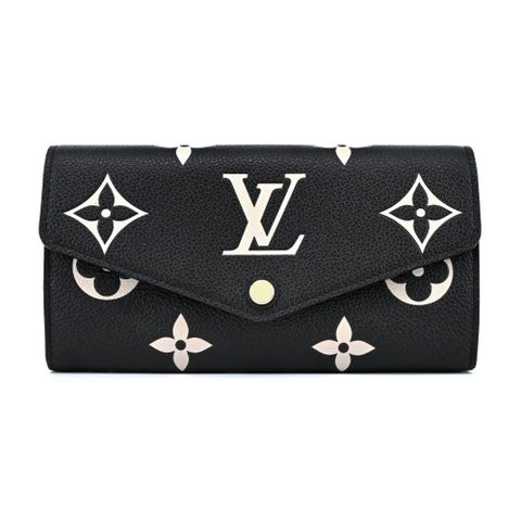 Louis Vuitton 路易威登 Louis Vuitton Sarah 經典LOGO牛皮壓花皮革襯裡信封長夾(黑色)