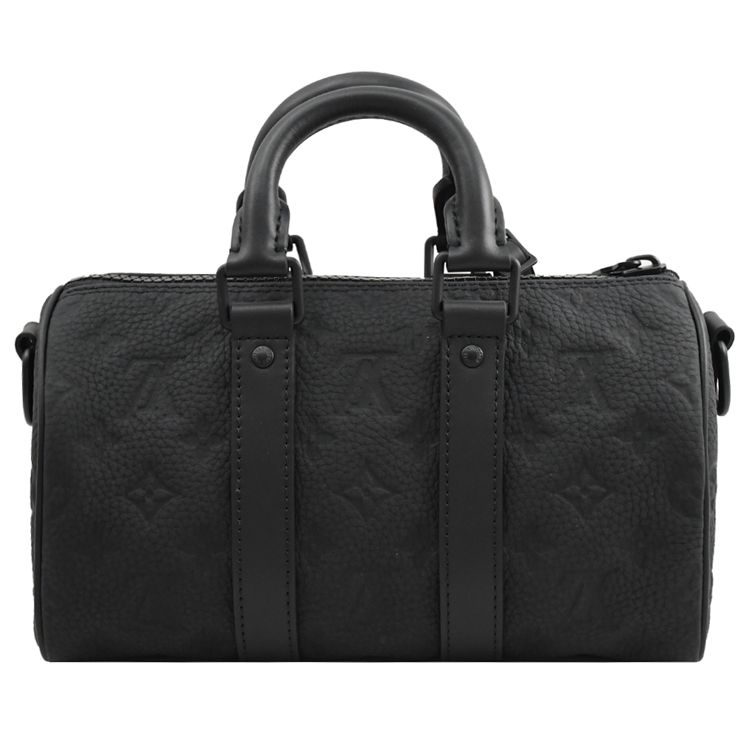 Louis Vuitton/LV 路易威登 Louis Vuitton LV M20900 Keepall Bandoulire 25 壓花牛皮兩用波士頓包.黑