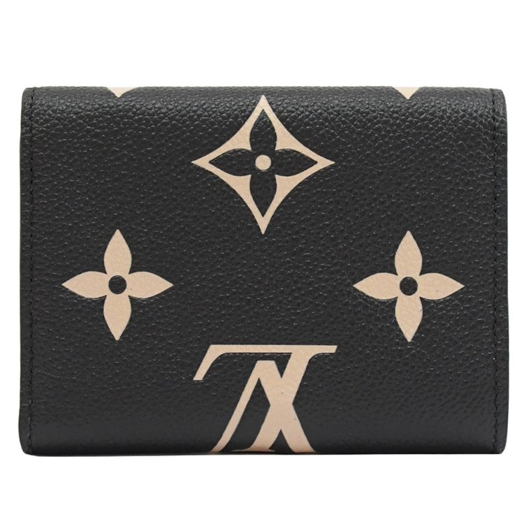 Louis Vuitton 路易威登 Louis Vuitton LV M80968 VICTORINE 經典印花壓紋牛皮三折零錢短夾.黑/米白