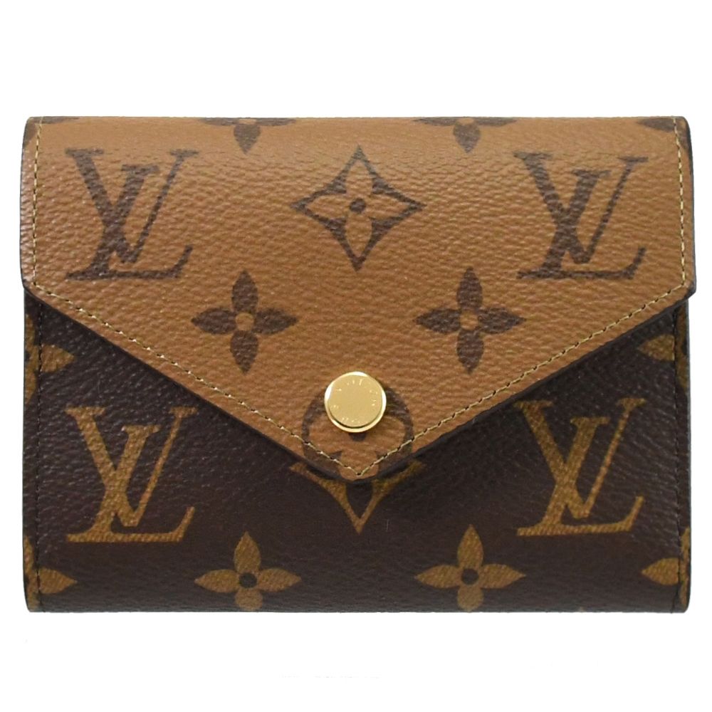 Louis Vuitton 路易威登 Louis Vuitton LV M81557 Victorine 經典花紋拼色三折零錢短夾