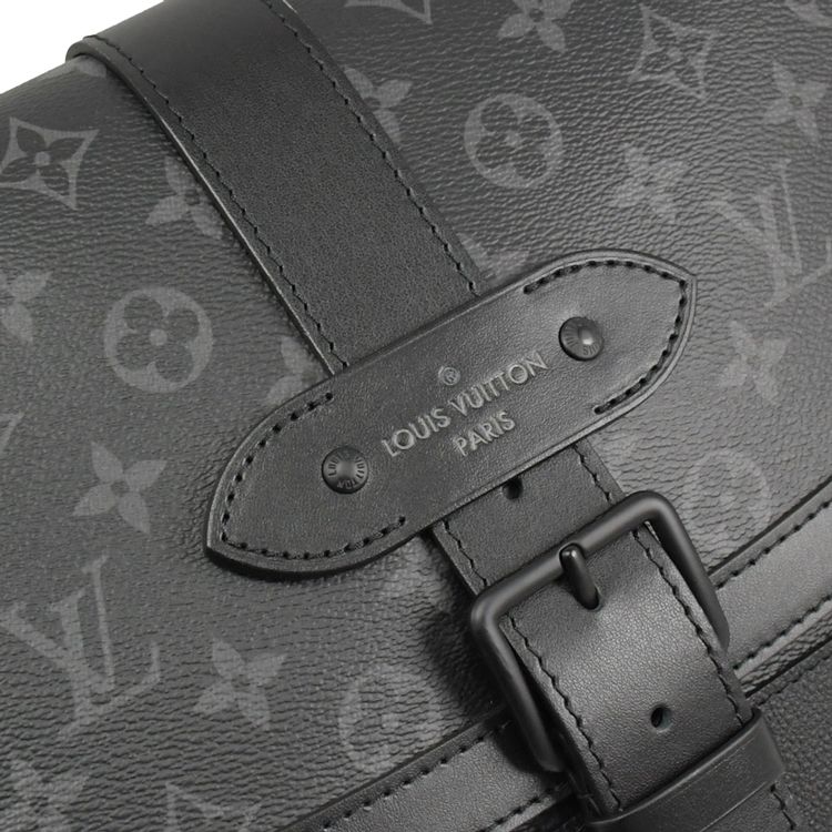 Louis Vuitton LV M45911 SAUMUR 黑經典花紋翻蓋釦式斜背包現貨