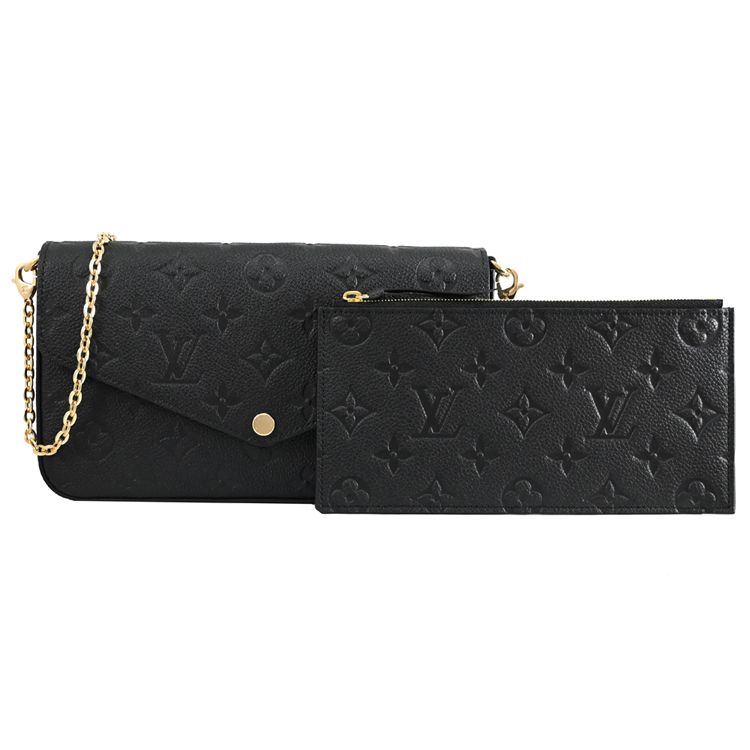 Louis Vuitton 路易威登 Louis Vuitton LV Flicie Pochette 經典花紋牛皮斜背鍊包.黑色 現貨