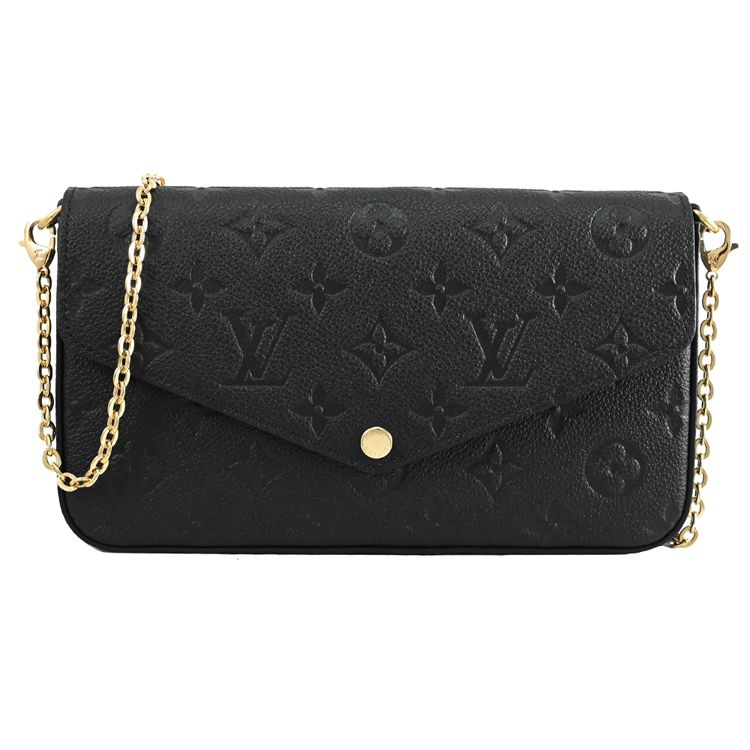 Louis Vuitton 路易威登 Louis Vuitton LV Flicie Pochette 經典花紋牛皮斜背鍊包.黑色 現貨