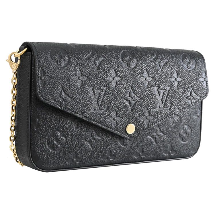 Louis Vuitton 路易威登 Louis Vuitton LV Flicie Pochette 經典花紋牛皮斜背鍊包.黑色 現貨