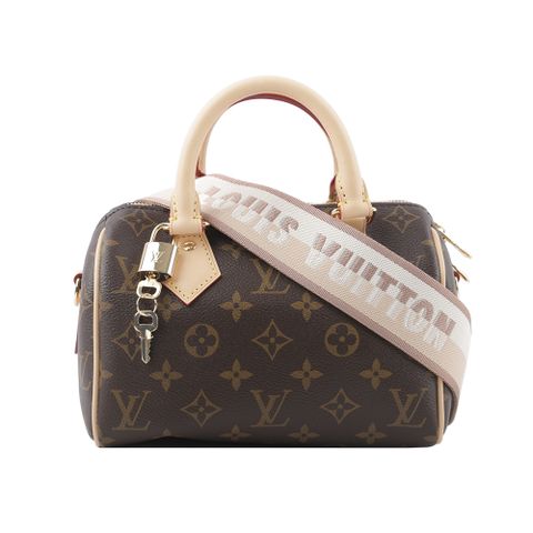 Louis Vuitton 路易威登 LV Monogram Speedy 手提/斜背二用包20cm(米背帶) M46222