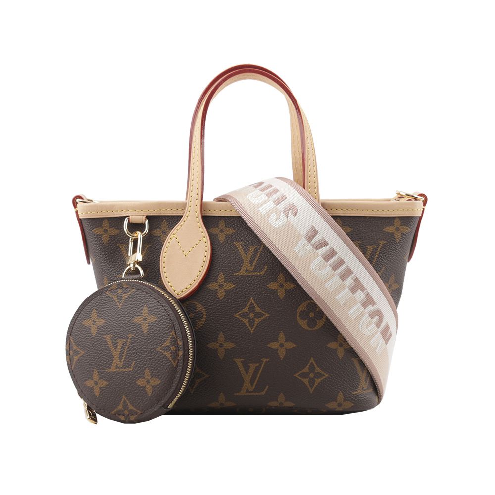 Louis Vuitton/LV 路易威登 LV 新款 Monogram Neverfull BB 迷你二用托特包(米色背帶) M46705