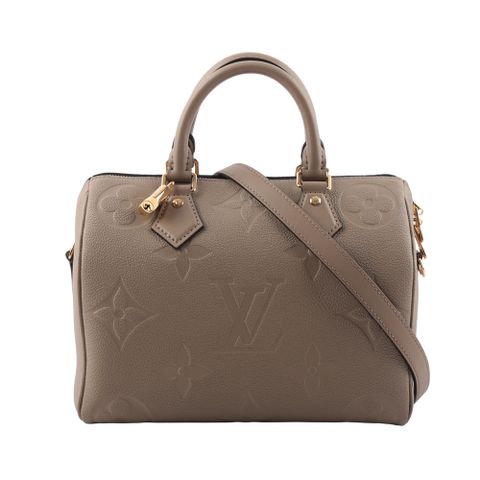 LV Monogram speedy 25cm 牛皮壓紋手提/斜背兩用包(米色)_展示品 M59273