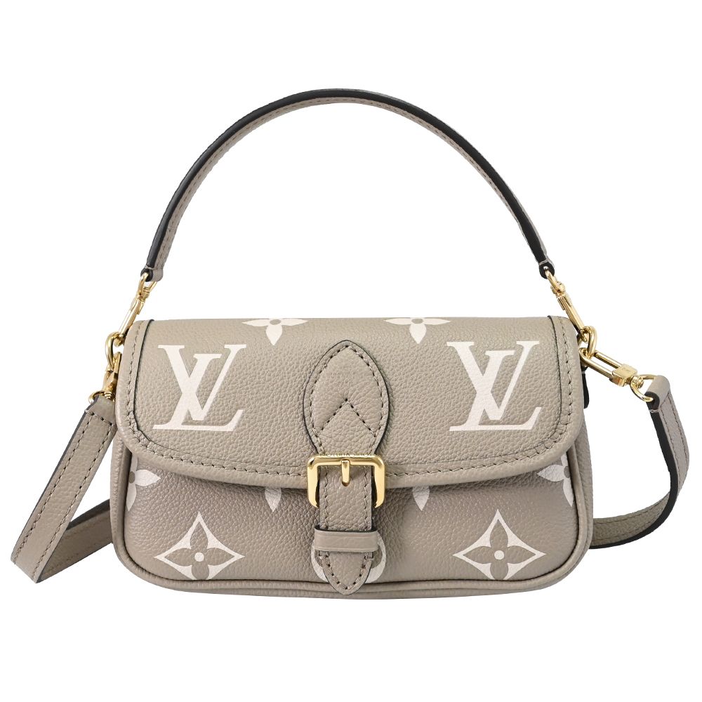 Louis Vuitton/LV 路易威登 LV M83300 Nano Diane 經典雙色壓花小牛皮迷你手提斜背兩用包.斑鳩灰 現貨