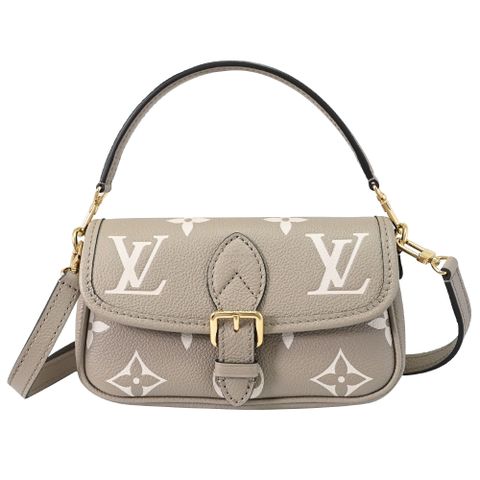 Louis Vuitton 路易威登 LV M83300 Nano Diane 經典雙色壓花小牛皮迷你手提斜背兩用包.斑鳩灰 現貨