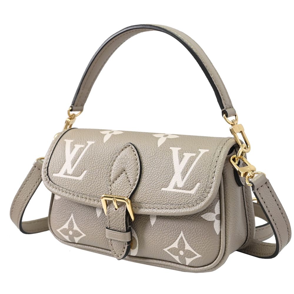 Louis Vuitton/LV 路易威登 LV M83300 Nano Diane 經典雙色壓花小牛皮迷你手提斜背兩用包.斑鳩灰 現貨