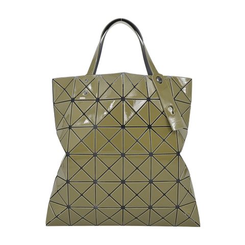 Issey Miyake 三宅一生 BAOBAO 6x6亮面雙色手提包-淺卡其卡其