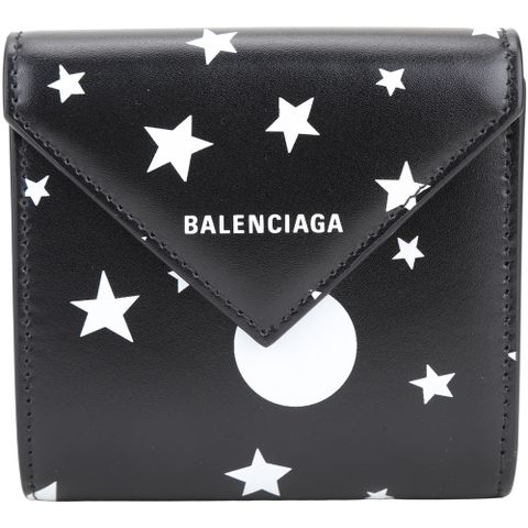 BALENCIAGA 巴黎世家 星星圓點小牛皮三折短夾(黑色)