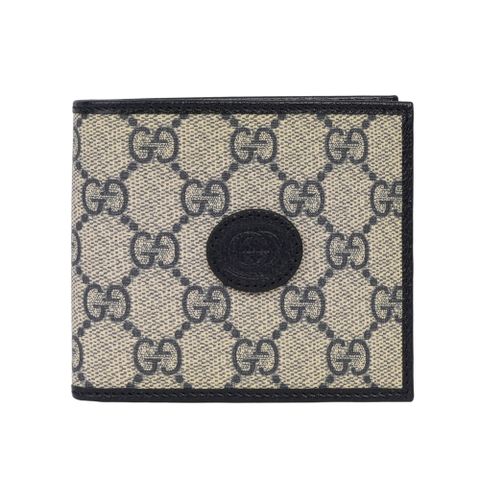 GUCCI Interlocking G Logo 對開8卡短夾(米色/黑藍色) 671652 K9GSN 4075