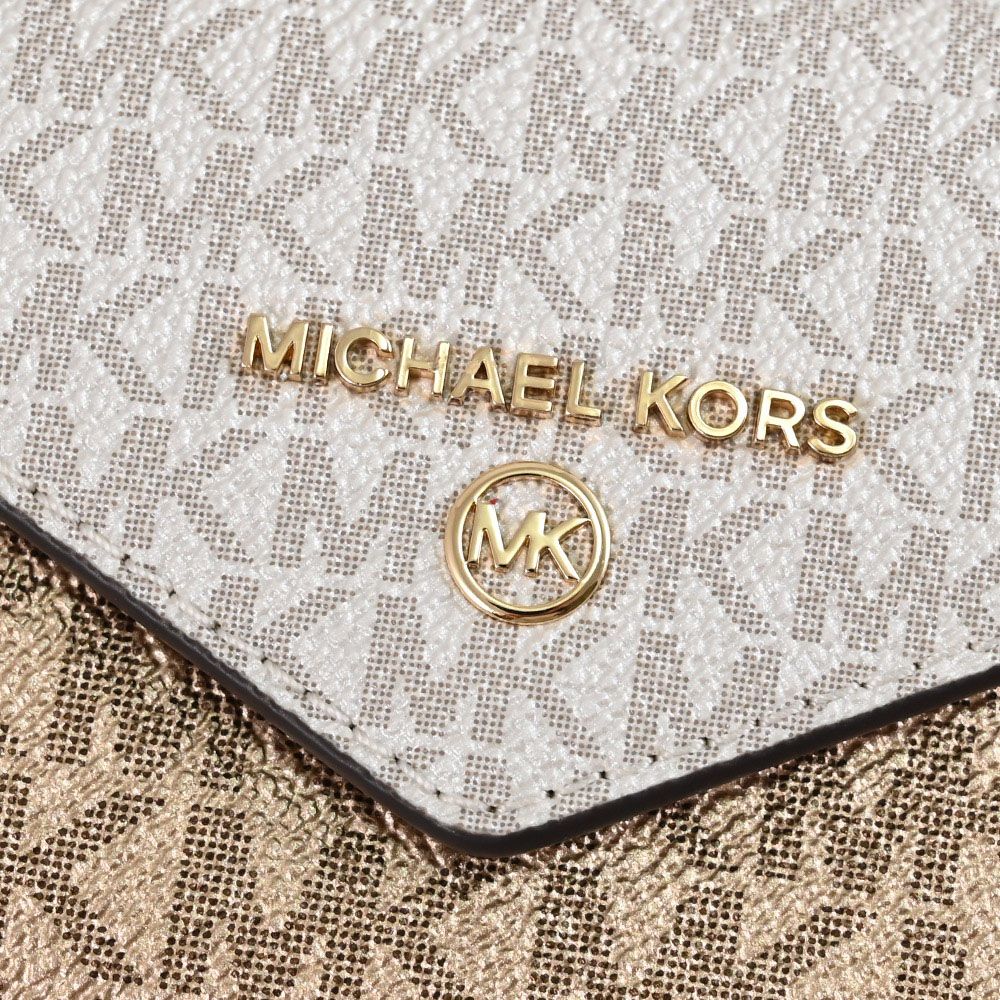 Michael Kors Jet Set Charm 印花三折零錢短夾.淺褐/白