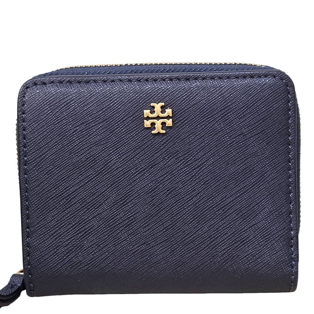 TORY BURCH TB 十字防刮拉鏈零錢袋短夾 贈原廠紙袋(黑色