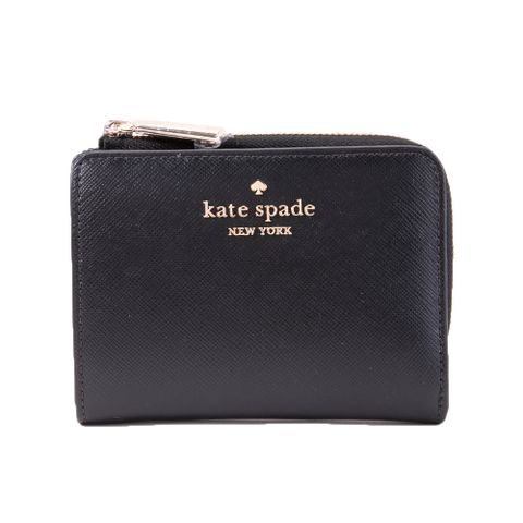 Kate Spade Madison 防刮皮革L型拉鍊對釦短夾(黑色)