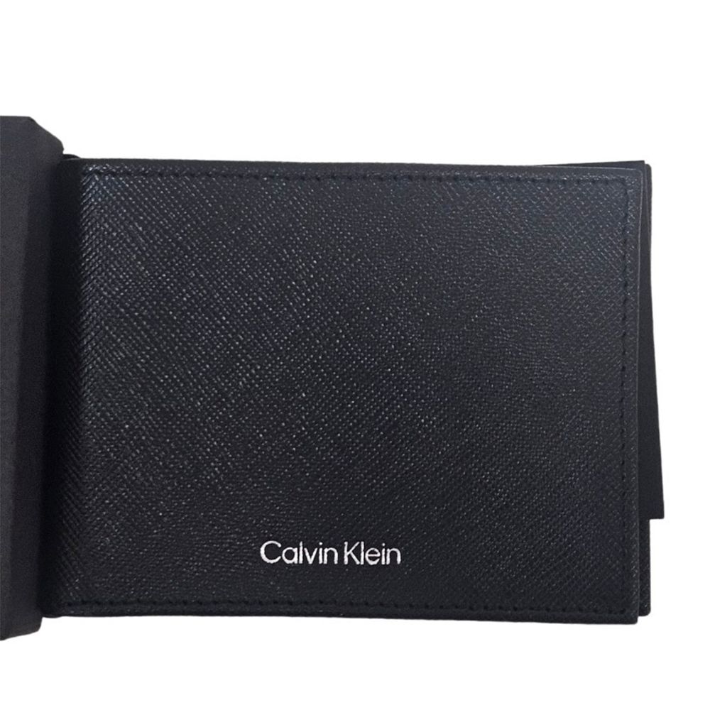 Calvin Klein CK男款對開防刮四卡證件短夾黑色