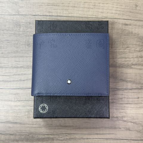 MONTBLANC萬寶龍 匠心系列 皮夾 墨水藍 6 卡式 MB131721