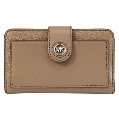 MICHAEL KORS MK CHARM 金屬LOGO扣式簡易零錢中夾.深棕