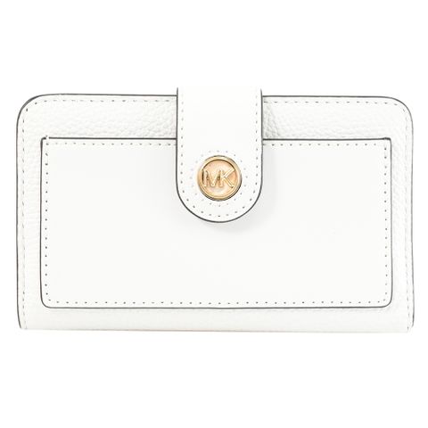 MICHAEL KORS MK CHARM 金屬LOGO扣式簡易零錢中夾.白