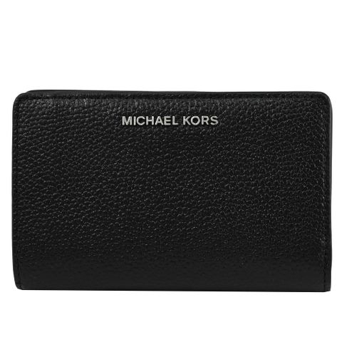 MICHAEL KORS EMPIRE 經典LOGO荔枝皮革零錢中夾.黑