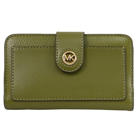 MICHAEL KORS MK CHARM 金屬LOGO扣式簡易零錢中夾.橄欖綠