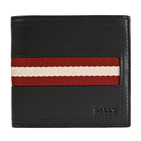 BALLY 6233896 TOLLEN 經典織帶小牛皮8卡短夾.深咖