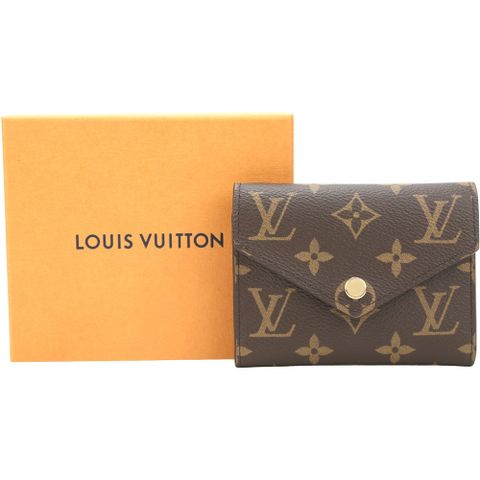 Louis Vuitton LV路易威登 M62472 Victorine 老花帆布信封三折短夾(咖啡色/咖啡色內裡)