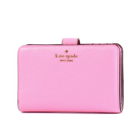 KATE SPADE Lena 荔枝紋釦式中夾-飄香藤粉