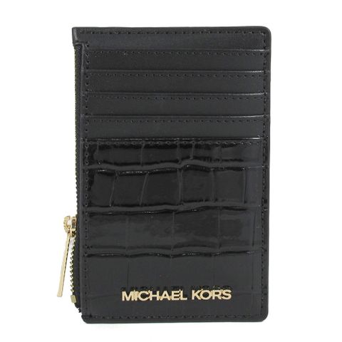 MICHAEL KORS JET SET TRAVEL 金字LOGO黑色鱷魚紋多層卡片包
