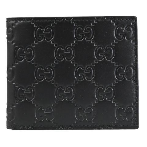 GUCCI 779836 GG LOGO壓花皮革對開八卡短夾.黑