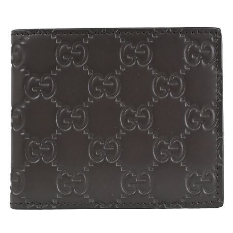 GUCCI 779836 GG LOGO壓花皮革對開八卡短夾.深咖