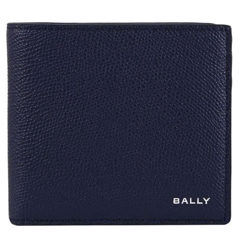 BALLY 6306422 FLAG 燙印LOGO內裏撞色皮革8卡短夾.深藍