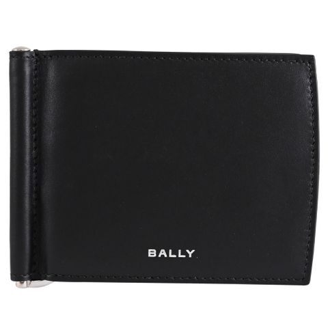 BALLY 6306727 BIFOLD 燙印LOGO弧邊牛皮對開8卡短夾.黑