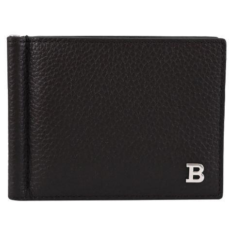 BALLY 6306305 BALMERR 金屬LOGO荔枝牛皮對開8卡短夾.深咖