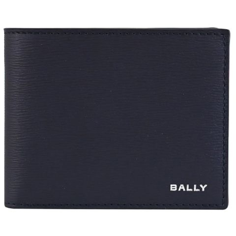 BALLY 6305290 CRS BIFOLD 燙印LOGO水波紋皮革4卡短夾.午夜藍