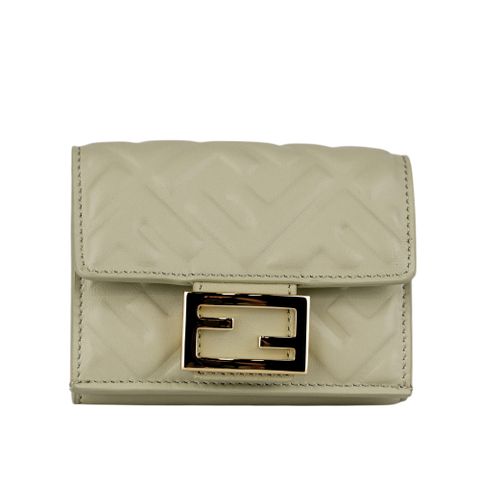 FENDI Baguette FF Logo三折短夾(鼠尾草綠)(Micro) 8M0395 AAJD F1AST