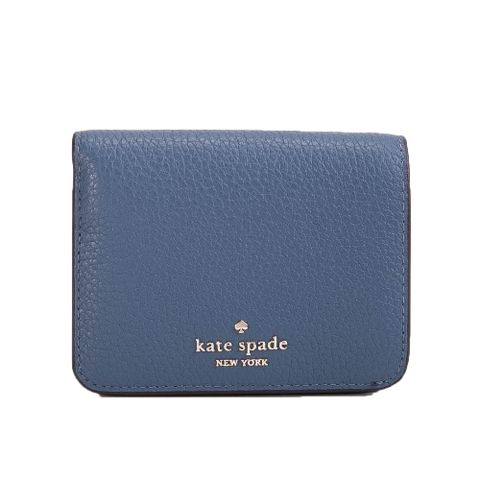 KATE SPADE Lena荔枝皮革對扣式零錢包短夾(軍藍色)