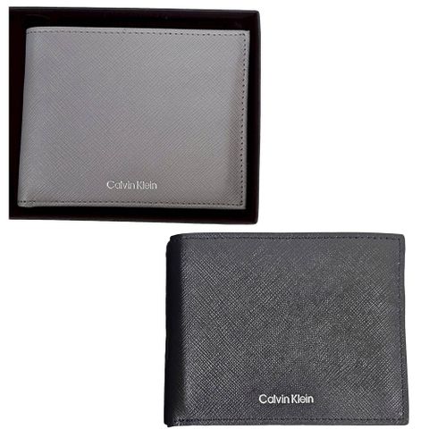 Calvin Klein_CK皮夾男夾短夾名片夾證件夾 大象灰/防刮黑 贈原廠紙袋紙盒