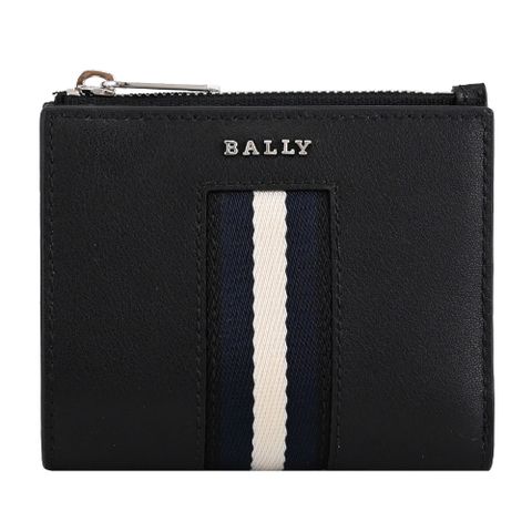 BALLY 6310121 HERNE 經典LOGO織帶造型零錢短夾.黑