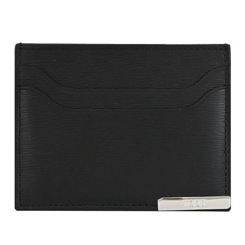 TODS 金屬LOGO波紋小牛皮隨身卡夾/名片夾.黑