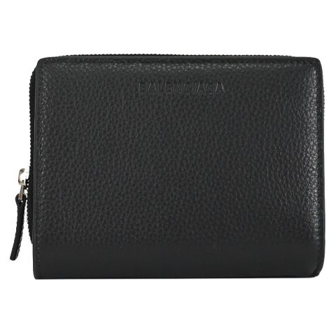 BALENCIAGA 巴黎世家 664042 烙印LOGO對開扣式零錢短夾.黑